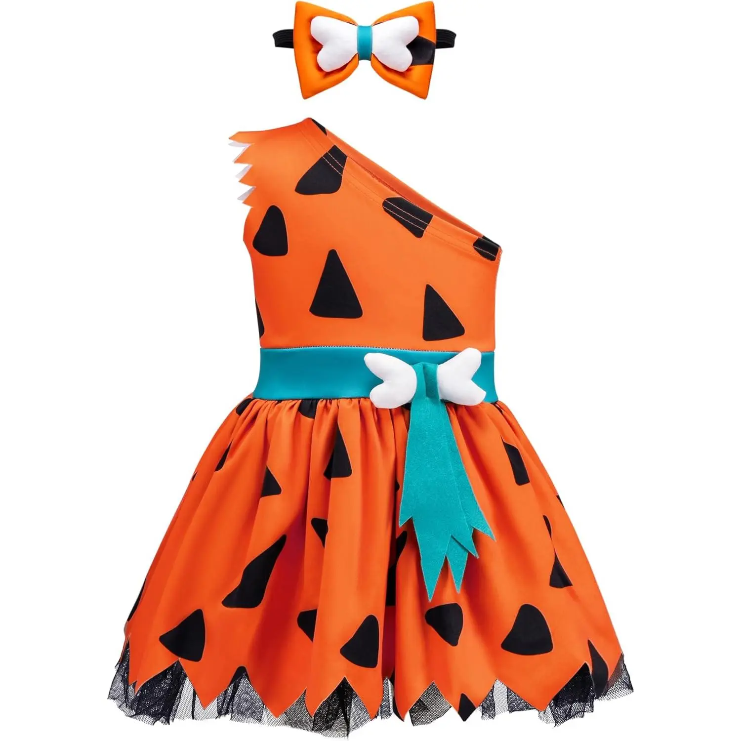 Spooktacular Creations Halloween Baby Pebbles Costume, Bam Bam Costume Caveman Toddler for Girls Kids Halloween Dressup Party