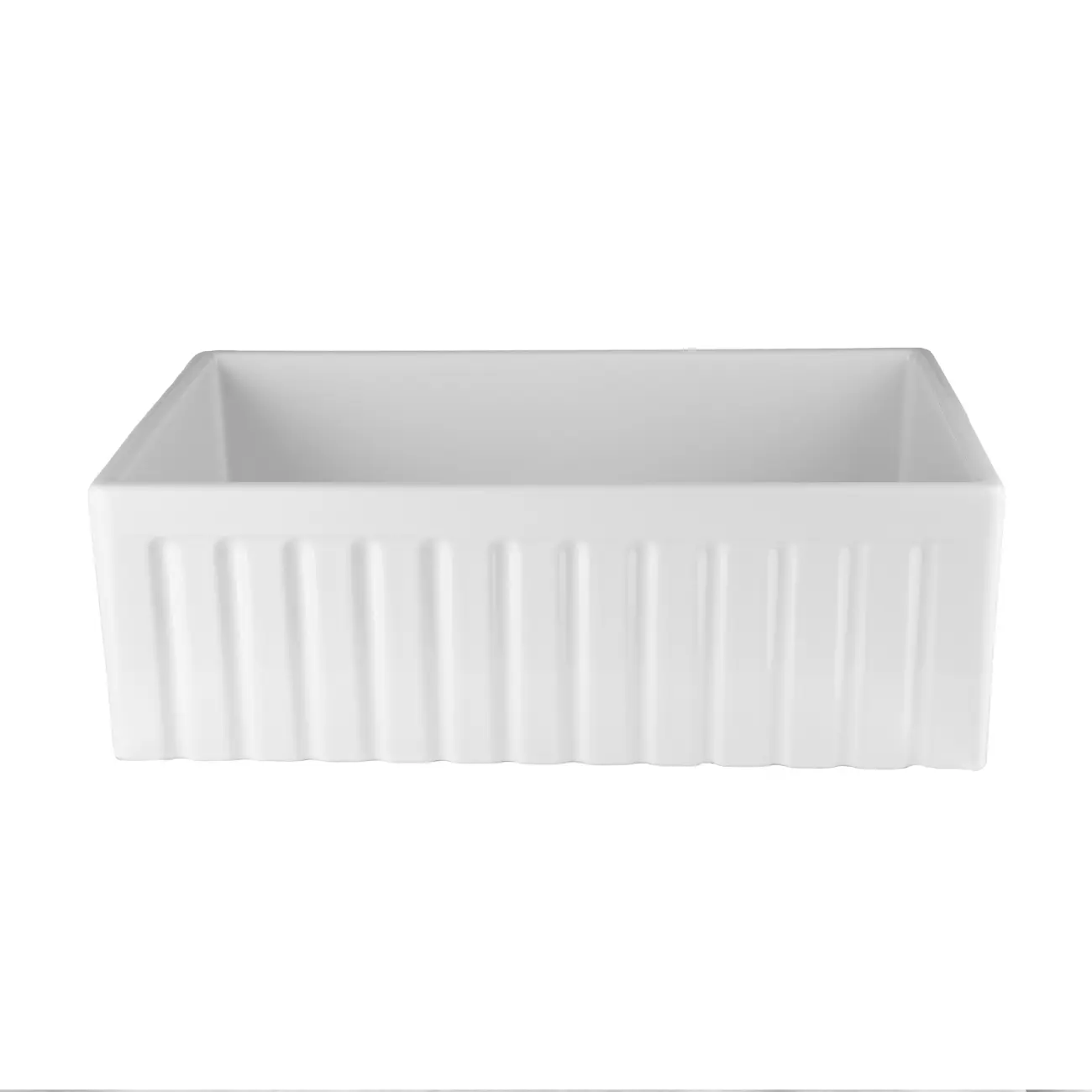 30-Inch Rustic Fireclay Kitchen Sink - Single-Bowl Design, White Reversible, Fluted Apron Farmhouse Sink for Home Improvement