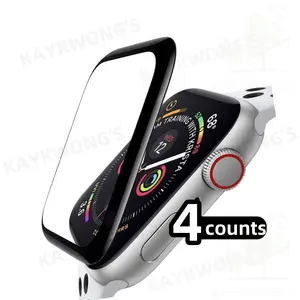 KAYKWONG'S HD Full Screen Protective Film Cover, 4 Count Anti-scratch Smart Watch Screen Protector, Wearable Accessories Compatible with iWatch Series 6 5 3 8 7 9 10 11 SE 38mm/40mm/41mm/42mm/44mm/45mm/46mm/49mm