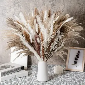 Artificial Dried Pampas Grass, 50pcs/set Natural Look Faux Pampas Grass, Decorative Flowers for Table Decoration, Office Decor, Home Party Wedding Anniversary Festival