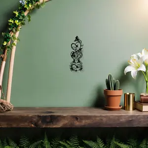 1 Fantastical Symphony of Love Metal Wall Decoration - Heart shaped Iron Wall Art with Butterfly and Flower Patterns, Modern Romantic Bedroom Decoration, Suitable for Couples, Thoughtful Gift for Valentine's Day, Wedding, and Anniversary