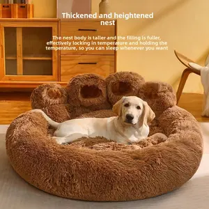 Bear Paw Quilted Fleece Sofa Bed with Waterproof Lining 3-in-1 Convertible Design Machine Washable Cover for Cats and Dogs Multi-Pet Households