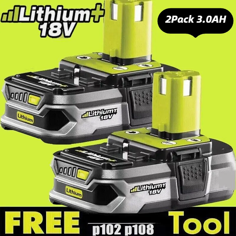 High quality 2Pack 3.0AH For RYOBI P108 18V Plus High Capacity Battery 18 Volt Lithium-Ion new