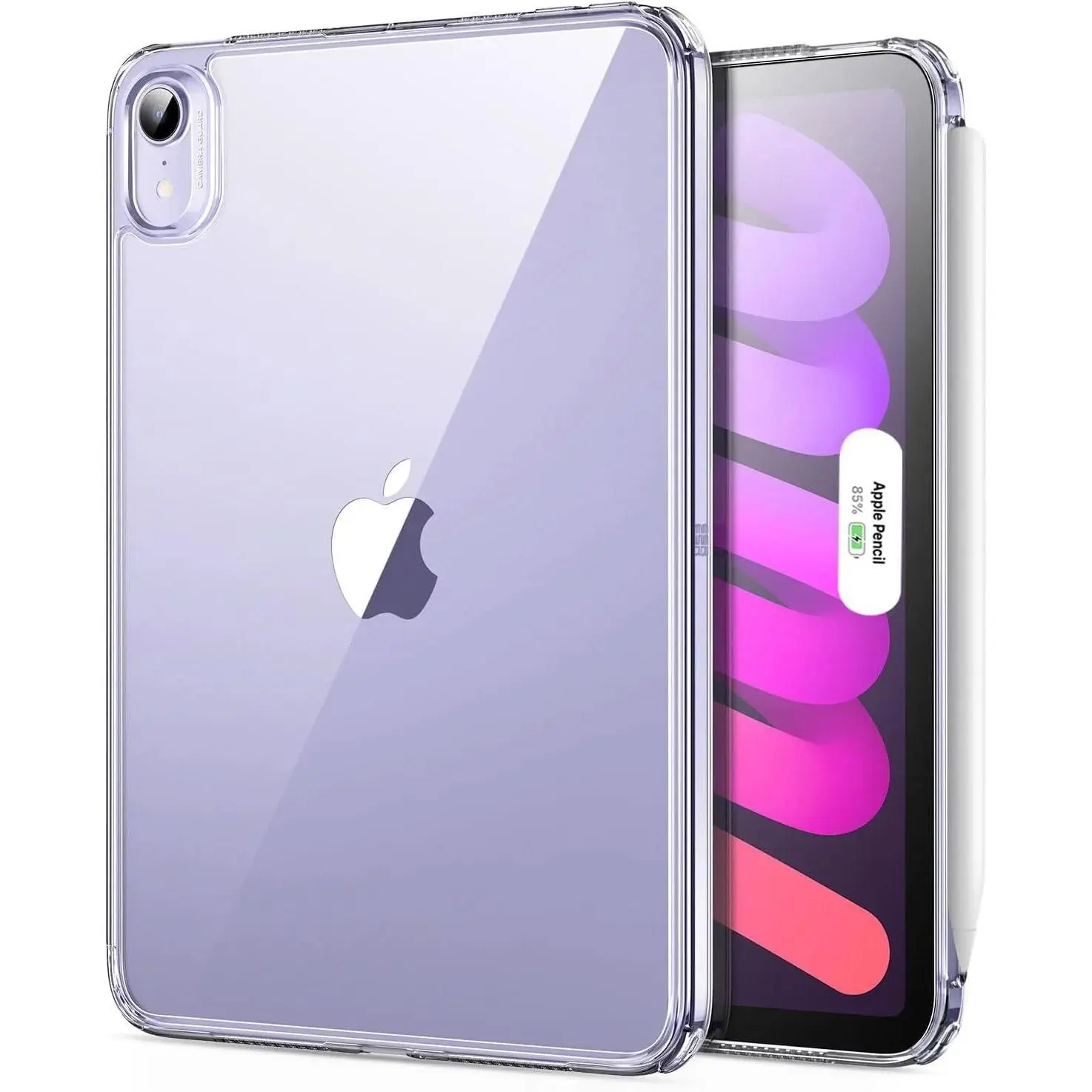 for iPad Mini 7 A17 Pro Case, iPad Mini 7th/6th Generation Case (2024/2021), Slim and Light, Shock and Drop Protection, Yellowing Resistant, Hard Back, Supports Pencil Pro & Pencil(USB-C), Clear