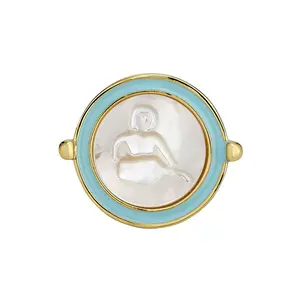 Zodiac Enamel Sleek Ring - Light Blue