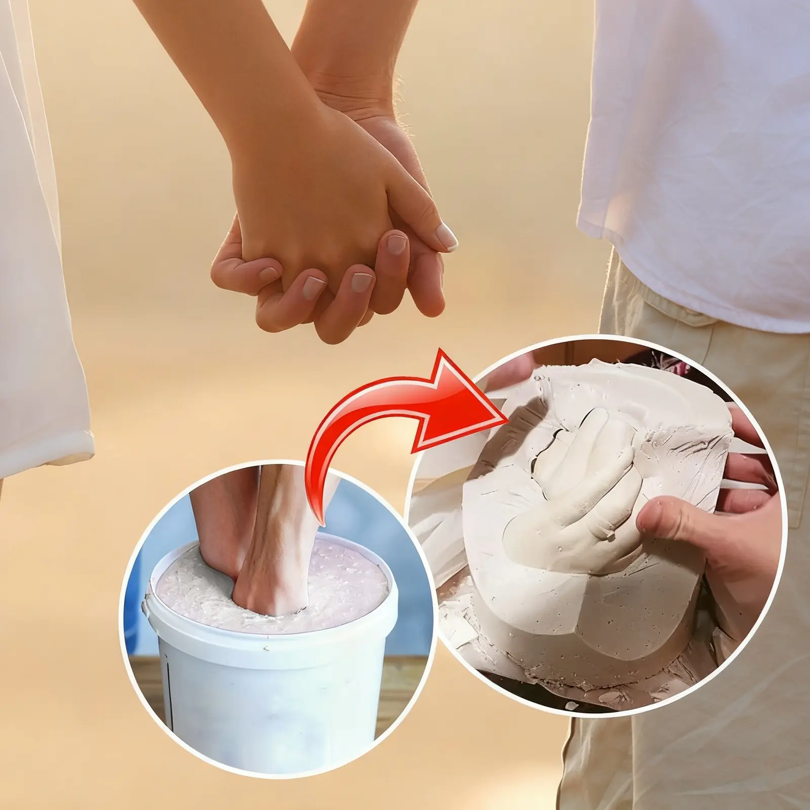 1 Set Hand & Foot 3D Casting Powder Kit, DIY Plaster Molding Keepsake - Couple Ornament Decoration, Parent-Child Interaction, for Lovers, Anniversary Couples, 3-12Y Students, Valentine's Day, DIY Material