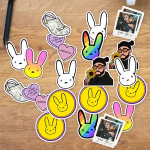 Stickers Pack 20 Pcs Bad Bike Bunny Waterproof Vinyl Bumper Luggage Water Car Aesthetic Colorful Bottle Guitar Skateboard Laptop