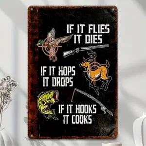 Vintage Hunting And Fishing Metal Wall Sign With Humorous Quote Rustic Tin Plaque For Home Bar Garage Decor Weatherproof Ideal Gift For Outdoor Enthusiasts