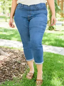 Plus Size Stretchy Slim Fit Denim Jeans with Pockets, Natural Waist Casual Trousers for All Seasons, Stylish and Comfortable Ankle Pants