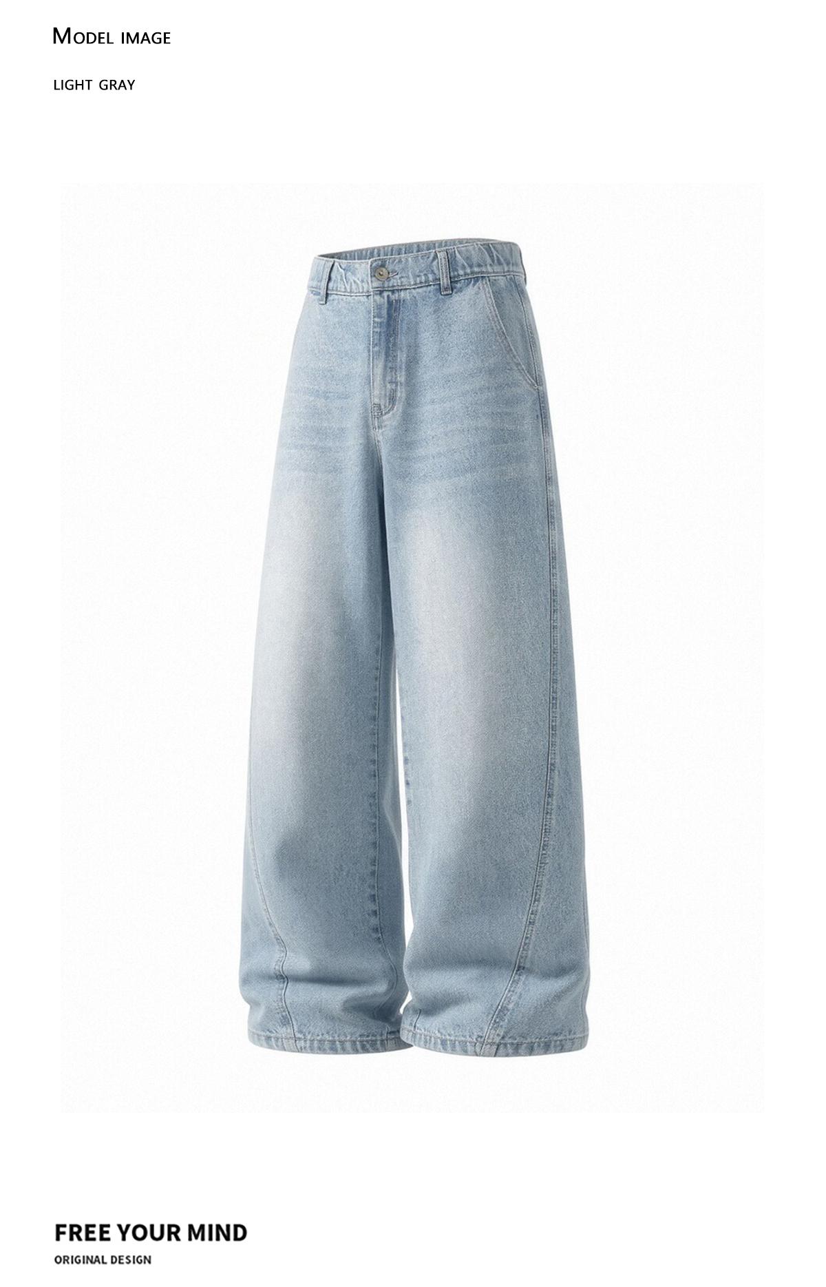2-Pack Men's Vintage Washed Wide-Leg Jeans, Soft Cotton Denim Fabric, Relaxed Cut,  Loose Fit, Trendy Retro Street Style, Classic Denim Wear, Men's Casual Straight Leg Jeans, Jeans for Back to School ,Stylish Summer Jeans
