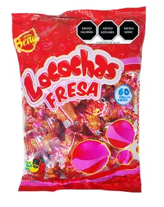 Beny Locochas Sugar Hard Candy Fresa 1lb 60ct Strawberry Flavor Individually Wrapped Mexican Candy Treats