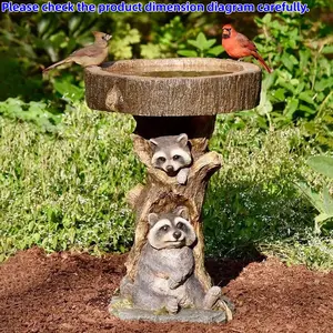 Outdoor Resin Bird Bath, Cute Animal Shape Bird Bath Pool, Garden Lawn Standing Wild Birds Feeder Decorative Ornament, Parakeet Bird Bath