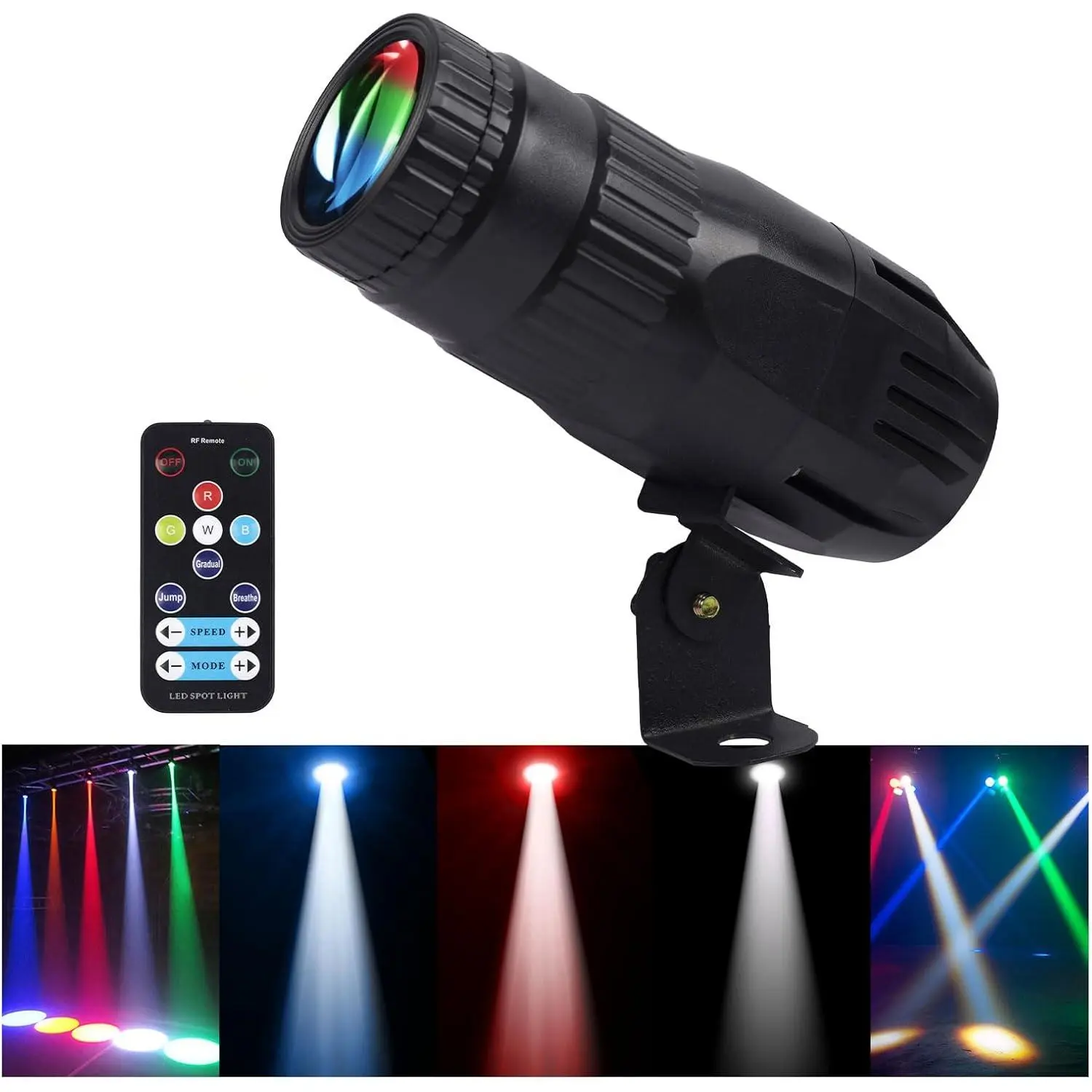 Light with Remote 4 in 1 Stage Spotlight: 15W RGBW LED Beam Mirror Disco Ball Spot Lights - Mini Pin Lighting for Party DJ Disco Wedding Bar Club Indoor Outdoor Show