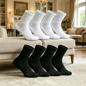 Unisex solid color sports socks, track and field socks, moisture-wicking running socks, mid-calf socks with shock absorption, soft, comfortable, and breathable, suitable for all seasons, gym training, running, and daily wear