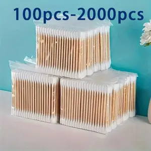 100 Pieces Dual-Tip Clean Cotton Swabs - Multipurpose Cotton Buds for Makeup Removal, Wound Care and Home Use - Unscented, No Batteries Required