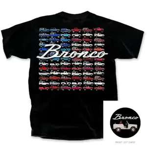 Ford Bronco T-Shirt – Black American Flag Graphic & Script Logo, Unisex 2025 Tee, Gift for Car Enthusiasts