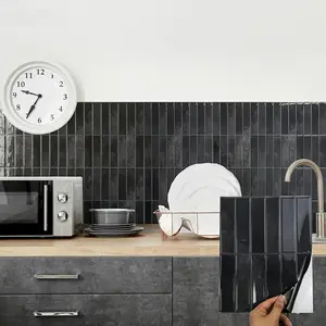 [Crystal Drop Glue 3D Mosaic Tile] 20pcs Crystal Drop Glue3D Mosaic Tile -Self-Adhesive Wall Stickers, WaterproofHigh Temperature Resistant - Living Room KitchenBacksplash Bathroom Home Wall Stickers-Black