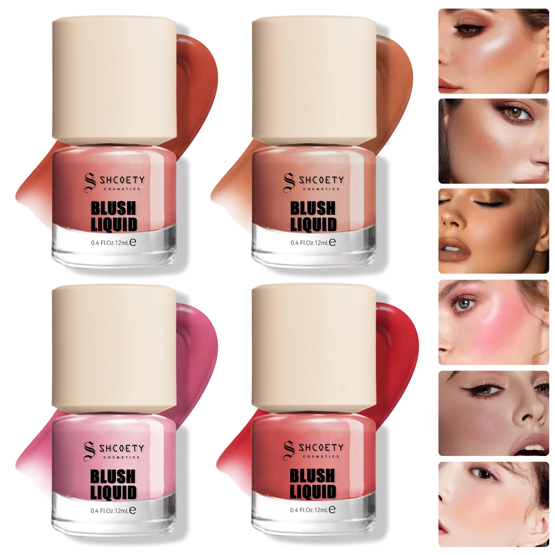 Multi-Use Liquid Blush Makeup, Blendable Buildable Cheek Tint, Dewy Natural Flush Glow, Lightweight Long-Wearing Multifunctional Face Product for Contour & Highlight, Suitable for All Skin Tones