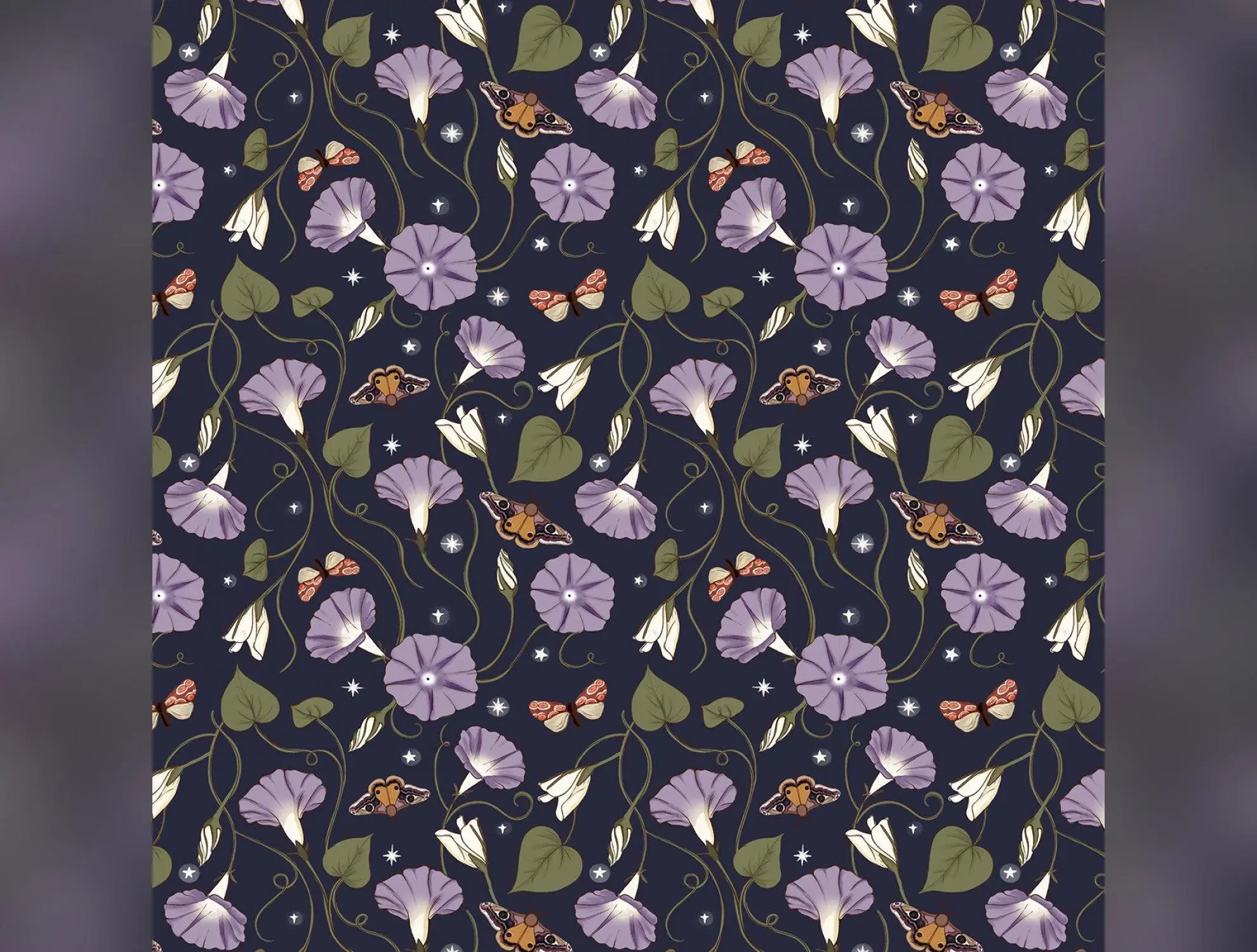 Nocturnal Garden | Mystic Moonflower - Midnite by Belle & Boo for Michael Miller | DDC12367-MIDN