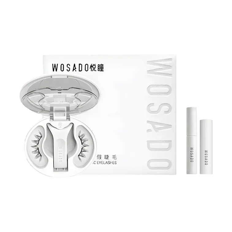 WOSADO Magnetic False Eyelashes Cloud Black 3D Fluffy Soft Magnetic Lashes with Eyelash Gel and Cleaner Portable Case