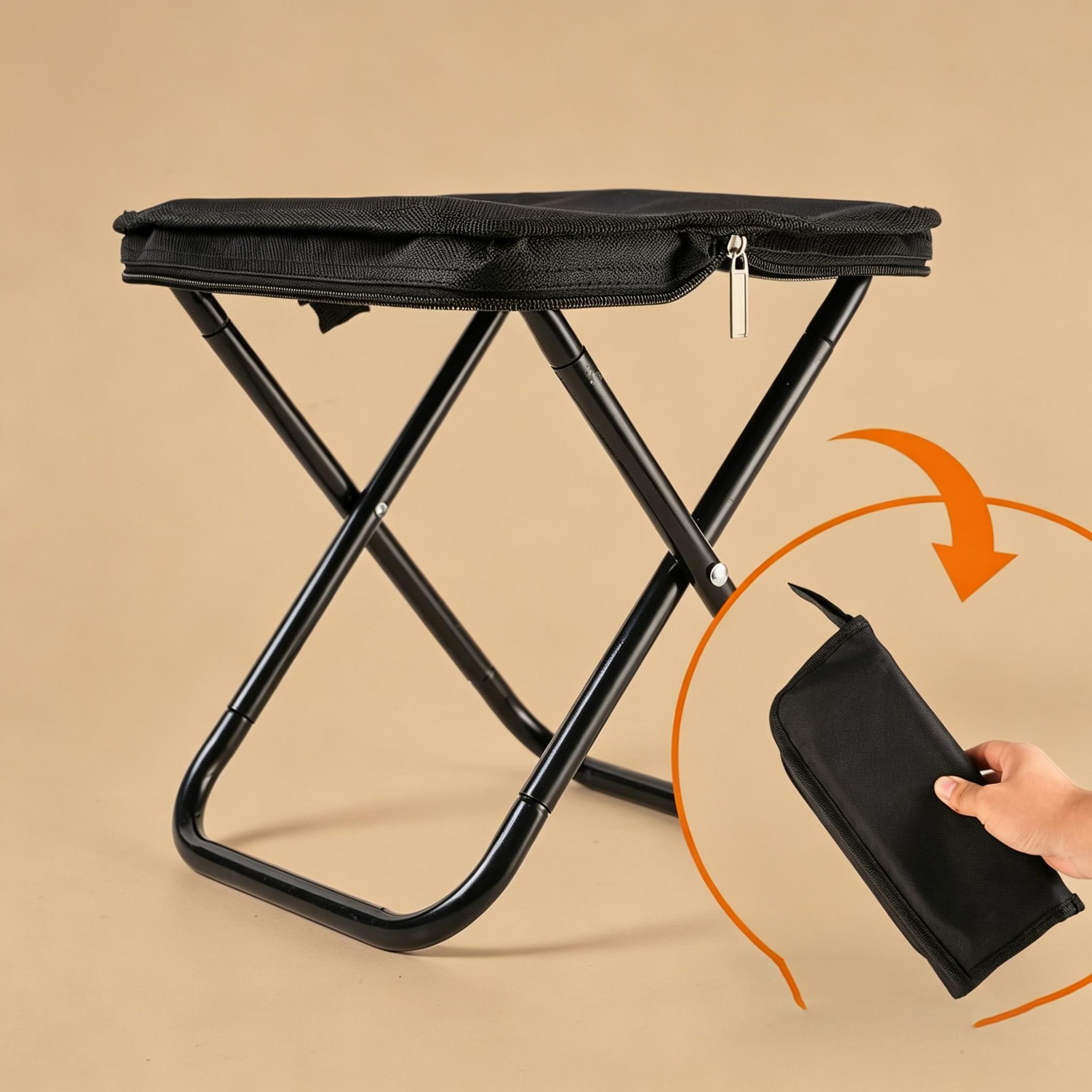 Stable Triangle Support Folding Stool, Foldable Retractable Structure, Outdoor Weather Resistant Performance, Collapsible Portable Chair for Hunting, Camping, Courtyard Party and Hiking