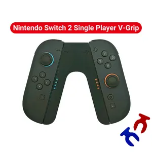 Single Player V-Grip for Nintendo Switch 2 Joy-Con Controllers – Ergonomic V-Shaped Adapter – All Black Controller Handle + Bonus Analog Stick Locks