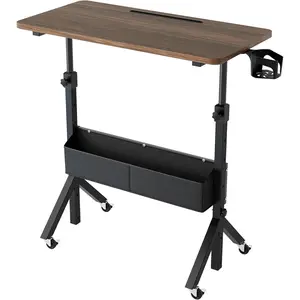 Portable Standing Desk Adjustable Height, Mobile Stand Up Desk for Walking Pad and Treadmill, Rolling Computer Table with Wheels, 31.5"x15.75" Height 28.7"-46.1", Walnut