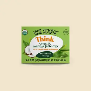 Think Organic Matcha Latte Mix with Lion's Mane Mushrooms, Pack of 10
