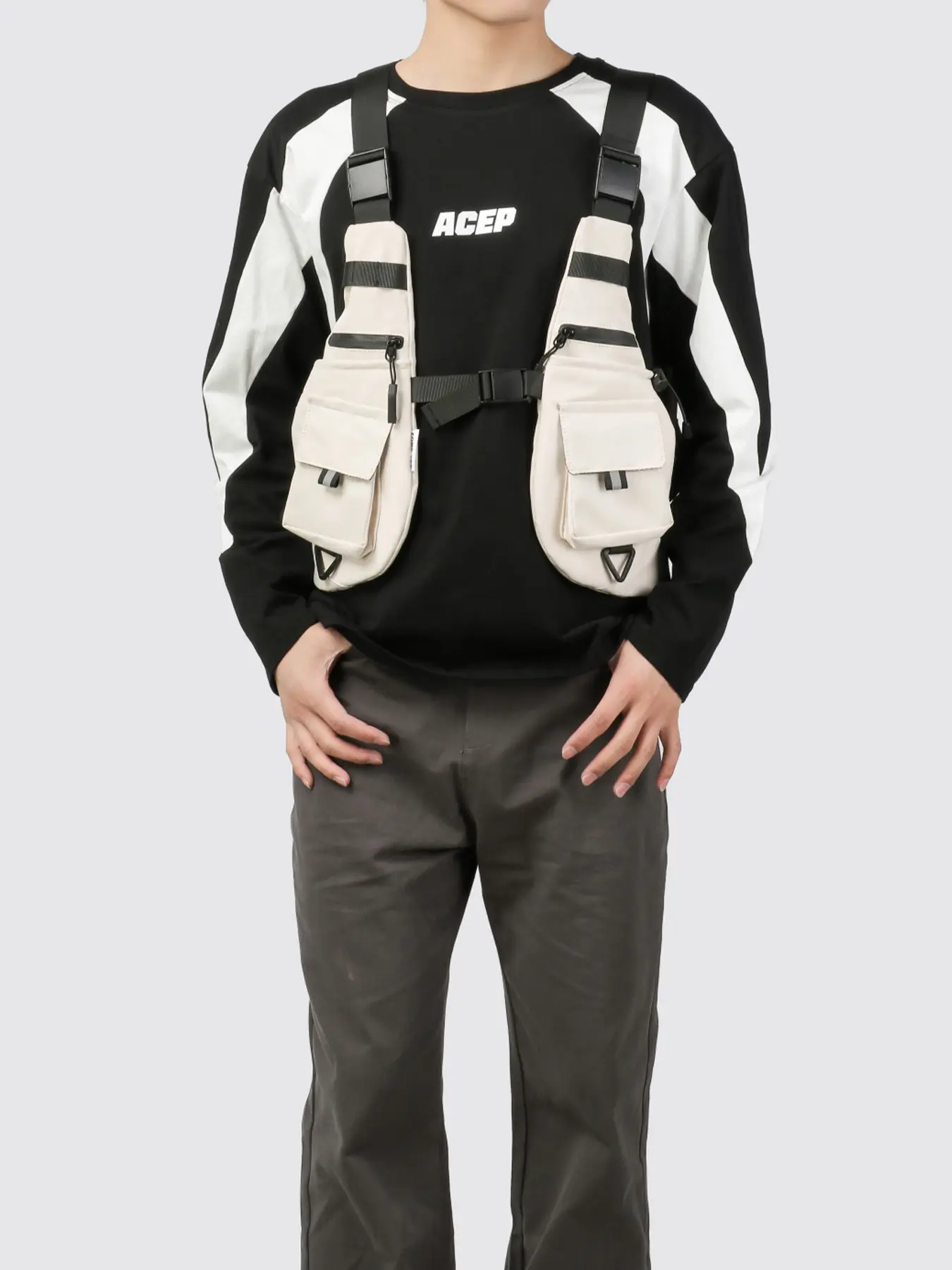 1PC Men's chest bag, backpack zipper closure, fashionable and versatile, simple and multifunctional, suitable for daily commuting, outdoor travel, sports, running, cycling, hiking, mountaineering, men's chest bag