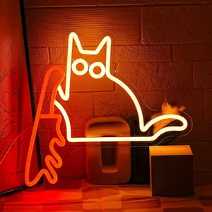 Knife Cat Neon Sign with Multicolor LED - Wall-Mountable Kitten Light for home, Pet Store & Cat-Themed Room Decor - Switch-Controlled Plug-in Gift for Cat Lovers