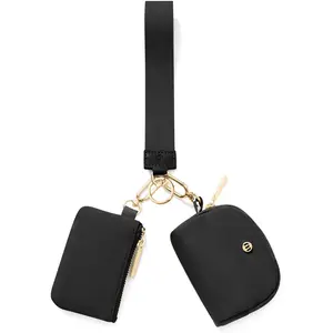 Keychain Wallet Mini Zip Around Wristlet Wallets for Women Detachable Dual Pouch Wristlet Portable Coin Purse Small Wallets