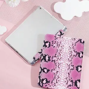 Luxury Snake Print Leather Tablet Case for iPad 10.2/10.9/11 Inch, Shockproof Protection Stand Function, Fashionable Snakeskin Design