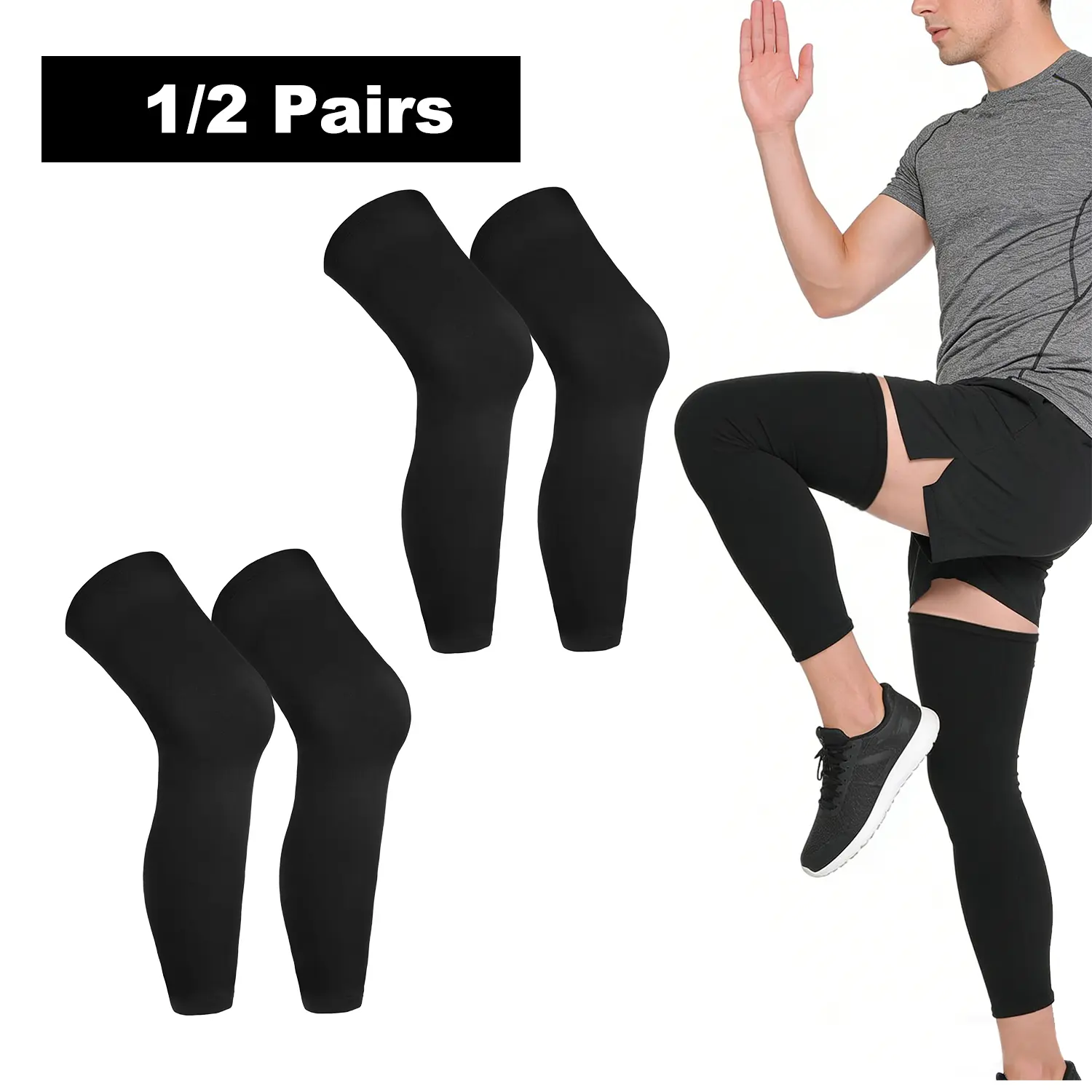 Full Leg Compression Sleeves , Leg Support Running Shin Splints Relief Knee Saver Plaster or Men Women Sport Basketball Football sock
