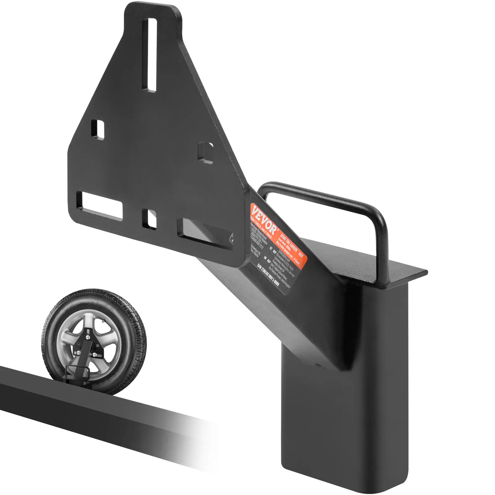 VEVOR Coated Wrought Iron Trailer-Mount Spare Tire Carrier, 160 lbs Capacity, Vehicle Auto Part, Effortless Installation, Fits Most 4-8 Lug Wheels on 4"-6.5",5x4.25,5x5,5x5.5,6x6,8x6.5 Bolt Patterns, Home Improvement Building Supply, Parts