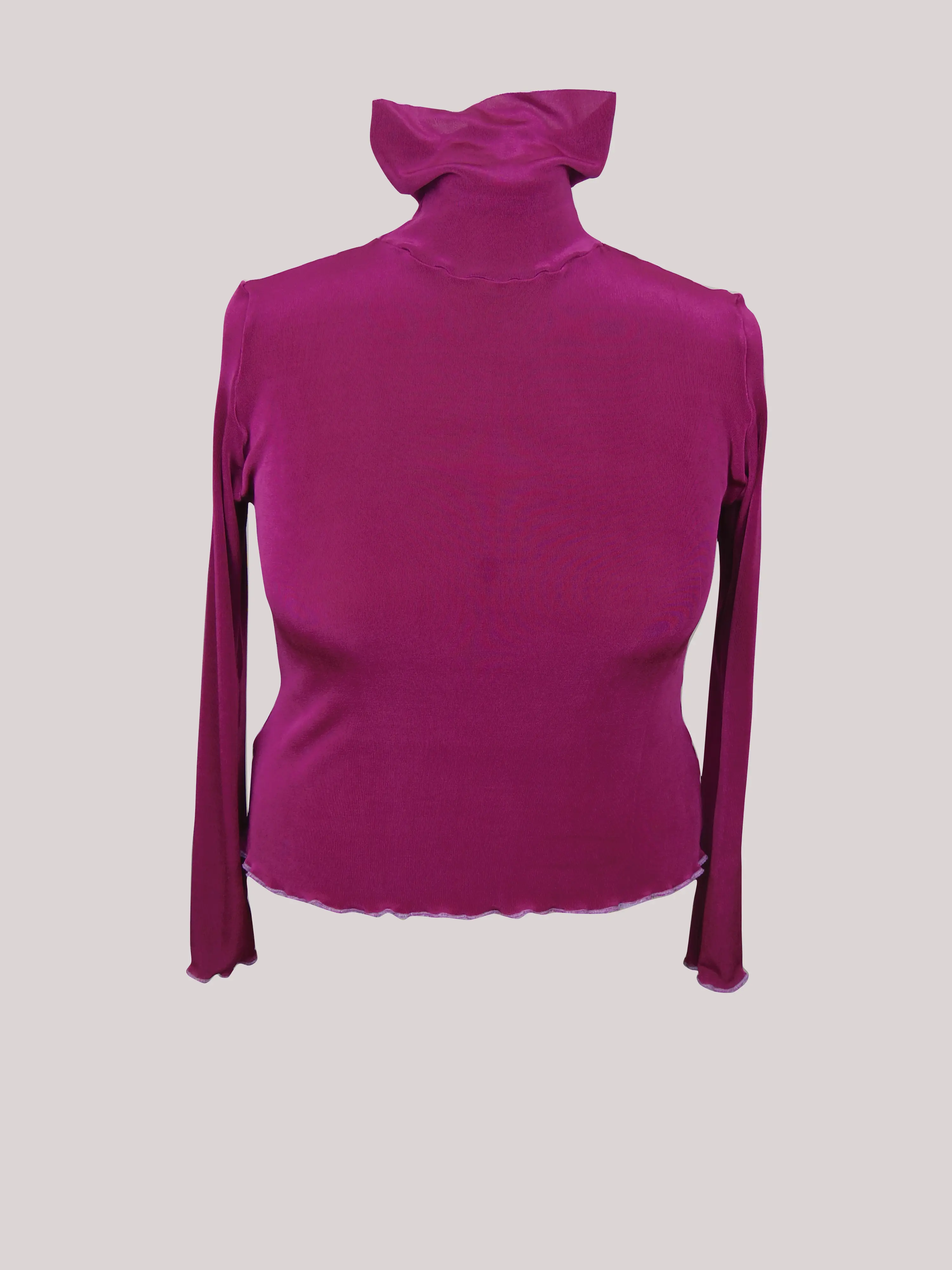 Magenta Ribbed Stretch Lycra Elastane Turtleneck Legging Pants Set