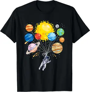 Funny Astronaut Planet Space Solar System Men Women Kids T-Shirt
