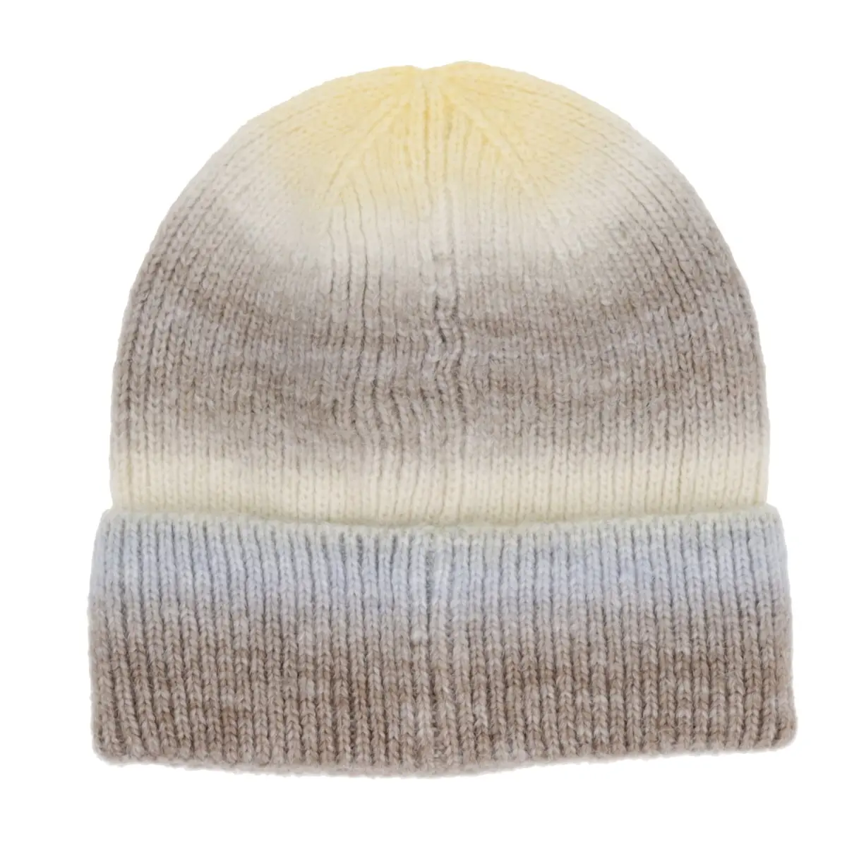 360 stand Women's Yellow Gradient Knit Beanie, Sturdy Polyester Mix with a Cozy Vibe, Heat Insulating with Stretch Fit for Most Sizes, Gradient Tone, Female Size