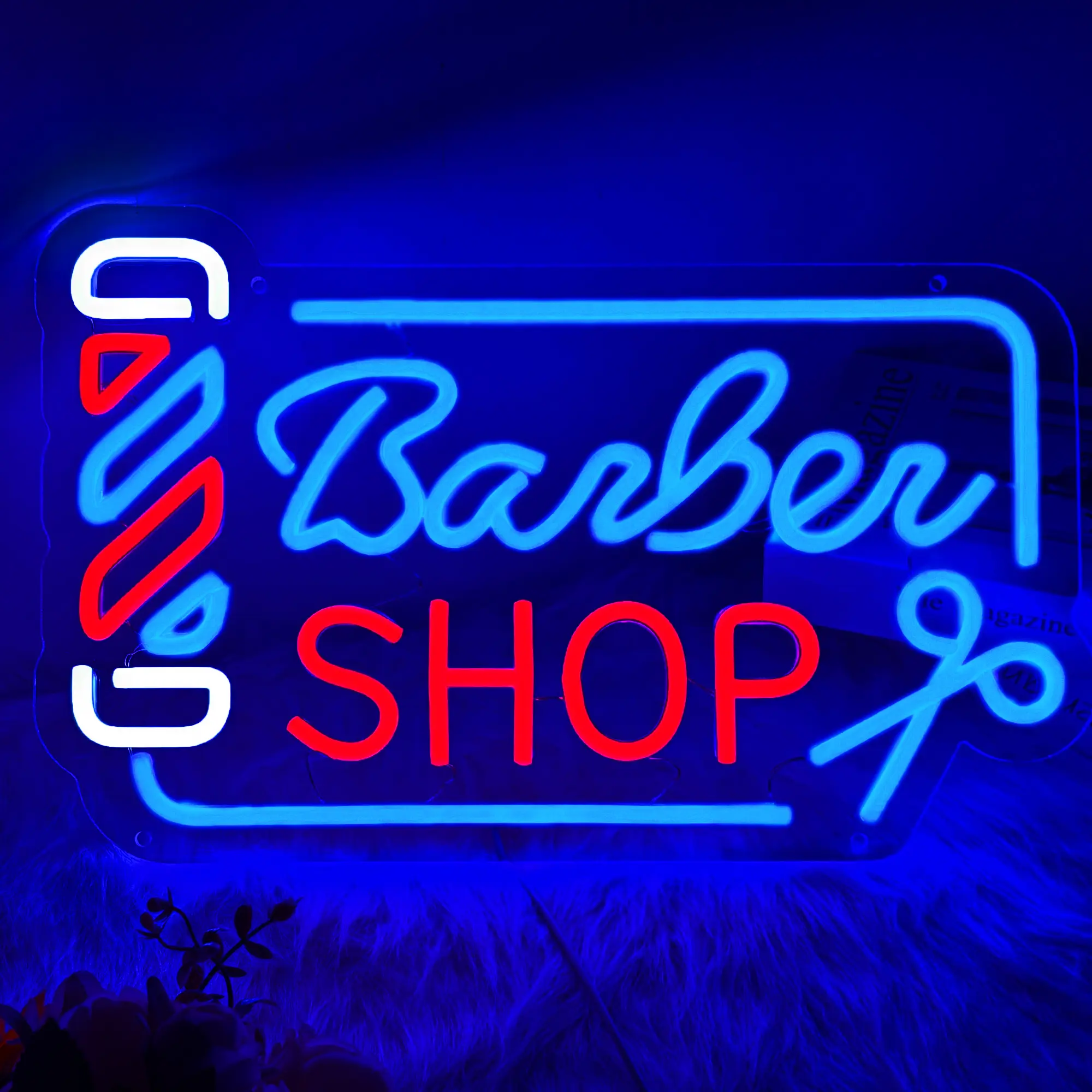 Barber Shop LED Neon Sign - Plastic Dimmable Backlit Decorative Lights, 1lb Cool Colorful LED Signage for Hair Salon Business, Art Decor Gift for Lovers, Wall Decor, Whimsical Home Decor