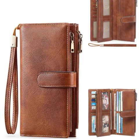 Women's Solid Color Long Wallet, Fashionable PULeather Zipper Wallet with Wrist Strap, Multi-functionalCard Holder for Daily Use，Christmas Gift, Valentine's Day Gift, Ideal Gift，Thanksgiving gifts, men's gifts