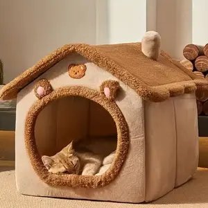 Foldable Soft Pet House, Cat/ Puppy Bed House, Removable & Washable