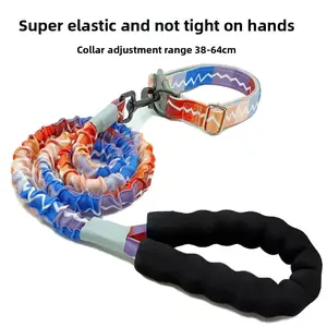 No-Burst Dog Leash with Buffer System Reflective Nylon for Medium Large Breed Walking Training Heavy Duty Metal Clasp Pet Lead for Golden Retriever Labradors Outdoor Activities