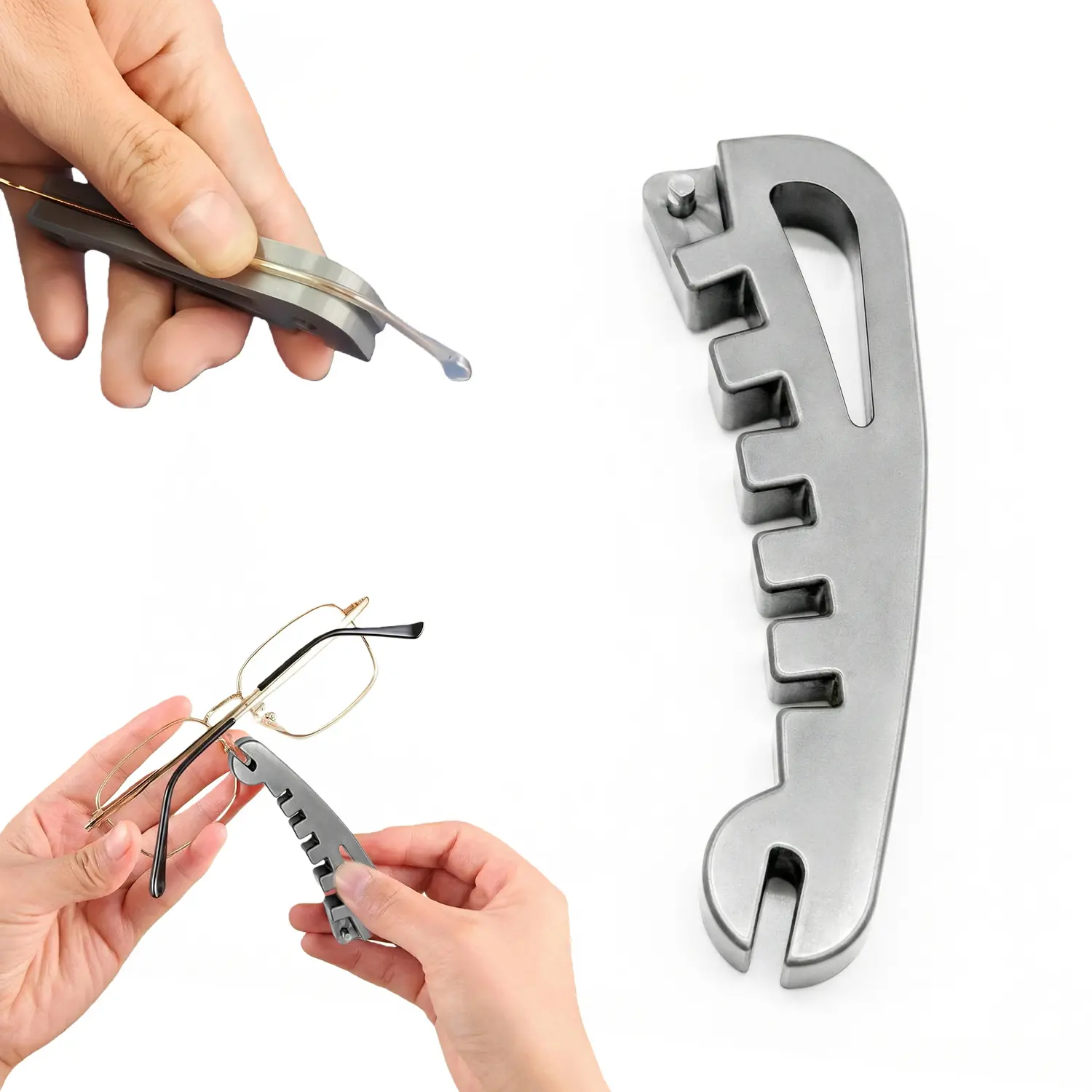 VAYWET Eyeglass Curvature Adjuster & Frame Bender - Metal Temple Arms & Nose Pads Adjustment DIY Glasses Repair Tightening, Professional Optician Tool for Eyeglasses & Sunglasses Upgraded Eyeglass Pliers Glasses Frame Nose Pad Adjustment Multi-Tool 5-in-1