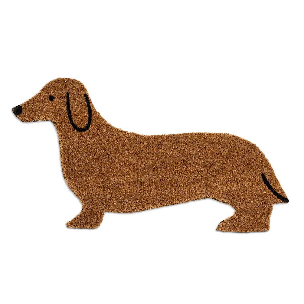 Natural Fiber Dachshund Animal Silhouette Doormat, 18x30 in, Indoor/Outdoor Household Textile Rug