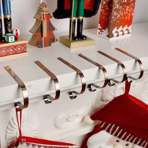 Christmas Stocking Holders for Mantle Set of 6, Adjustable and Lightweight Stocking Hanger, Multi-Use Stocking Hooks for Fireplace Mantel Christmas  Xmas Party Decor