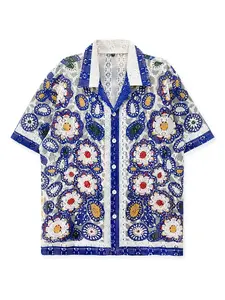 Printed Shirt for Couples, Geometric Pattern, Bohemian and Hawaiian Style, Casual Short Sleeve, Ideal for Valentine's Day Gift, Perfect for Young Adults