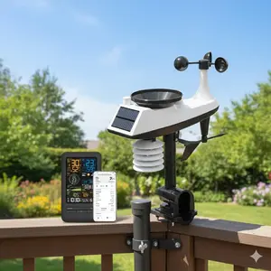 Smart Home Weather Station with Outdoor Sensor: Monitor Temperature Humidity Wind Rain UV TVOC. Auto Calendar, Dual Alarm, Night Light. Essential for Emergency Safety, Camping, Professional Forecasts.