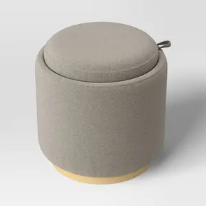 Round Upholstered Storage Ottoman Beige - Room Essentials Round Upholstered Storage Ottoman Beige - Room Essentials