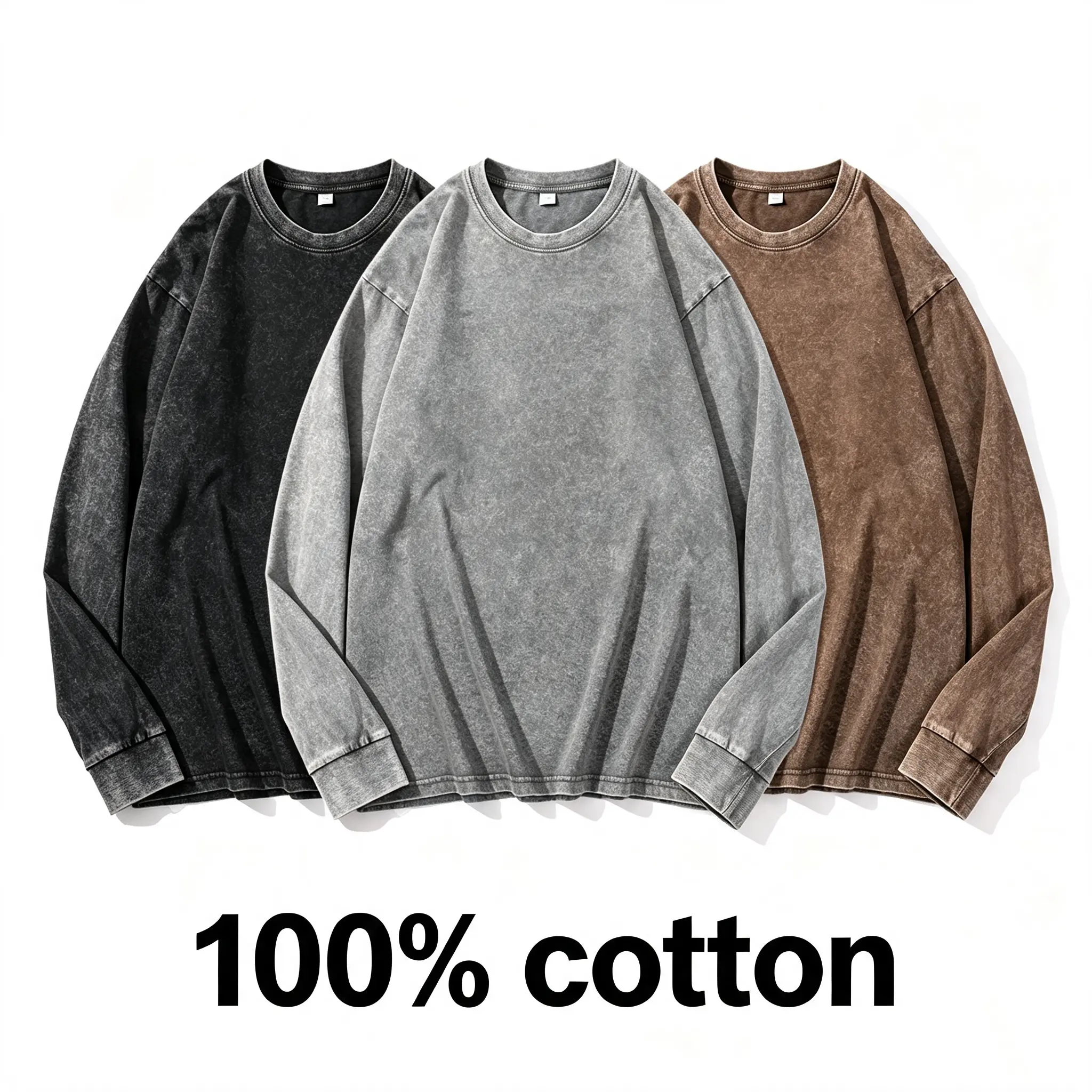 Washed Crew Neck Sweatshirt Loose Fit Long Sleeve Pullover Casual Daily Streetwear Basic Top For Men Gift For Dad Mens Sweatshirt