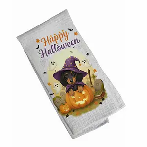 Holiday Halloween Theme Kitchen Towels.  Adorable Design for Holiday Décor & Everyday Use High-Quality Waffle Weave Dish Towel for Drying Dishes Hands or Paws