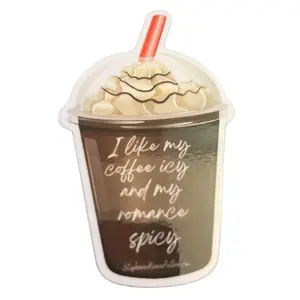 Iced coffee romance book sticker.